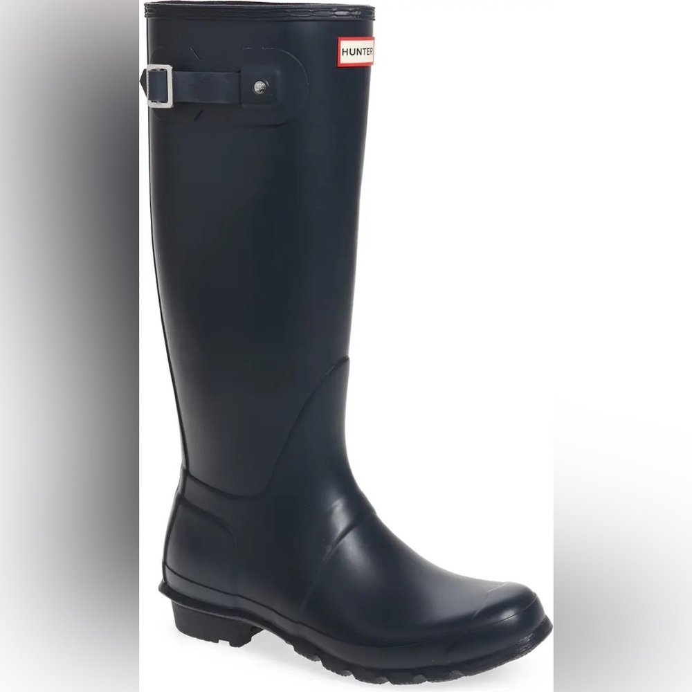Navy Matte Tall Hunter Rain boots size 9